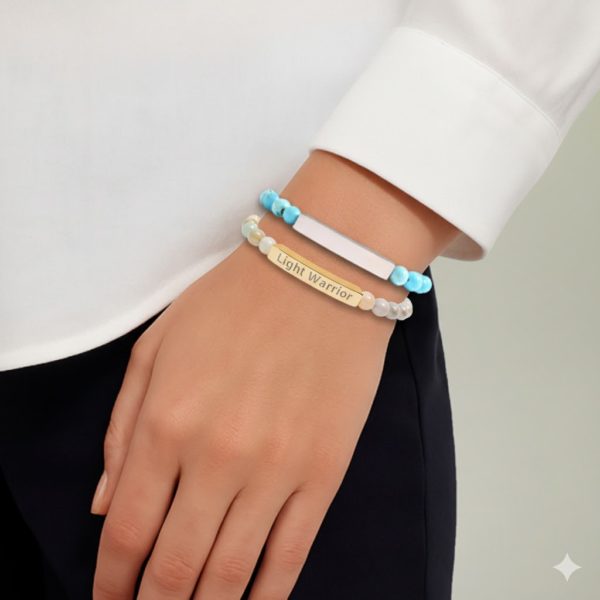 LW bracelet wrist Semi Precious Stone Bracelet (With Personalised Engraving)